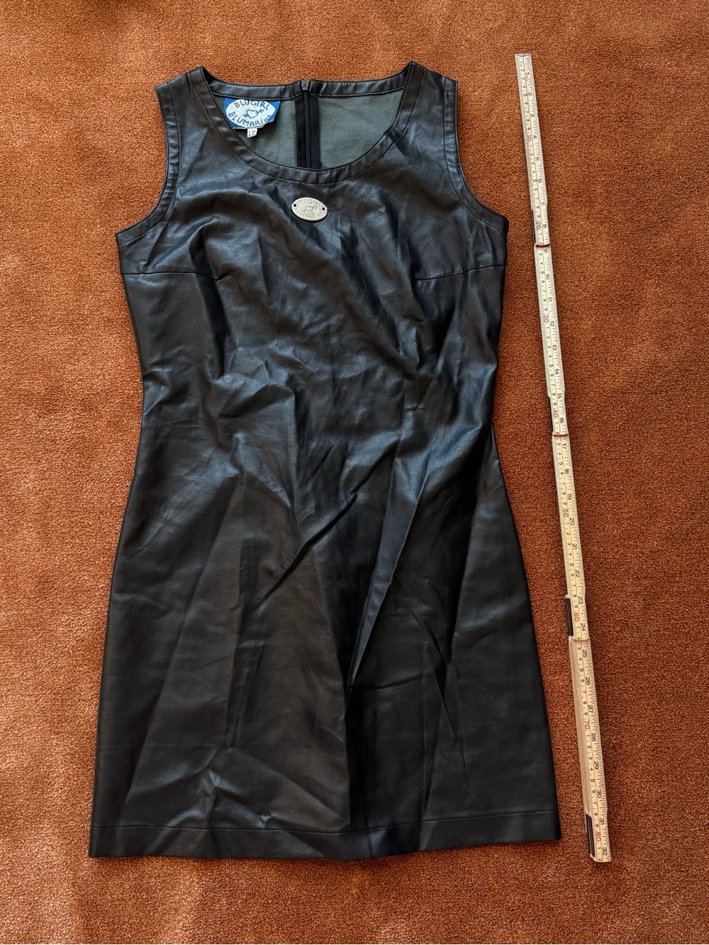 Blumarine Black Sleeveless Leather Mini Dress